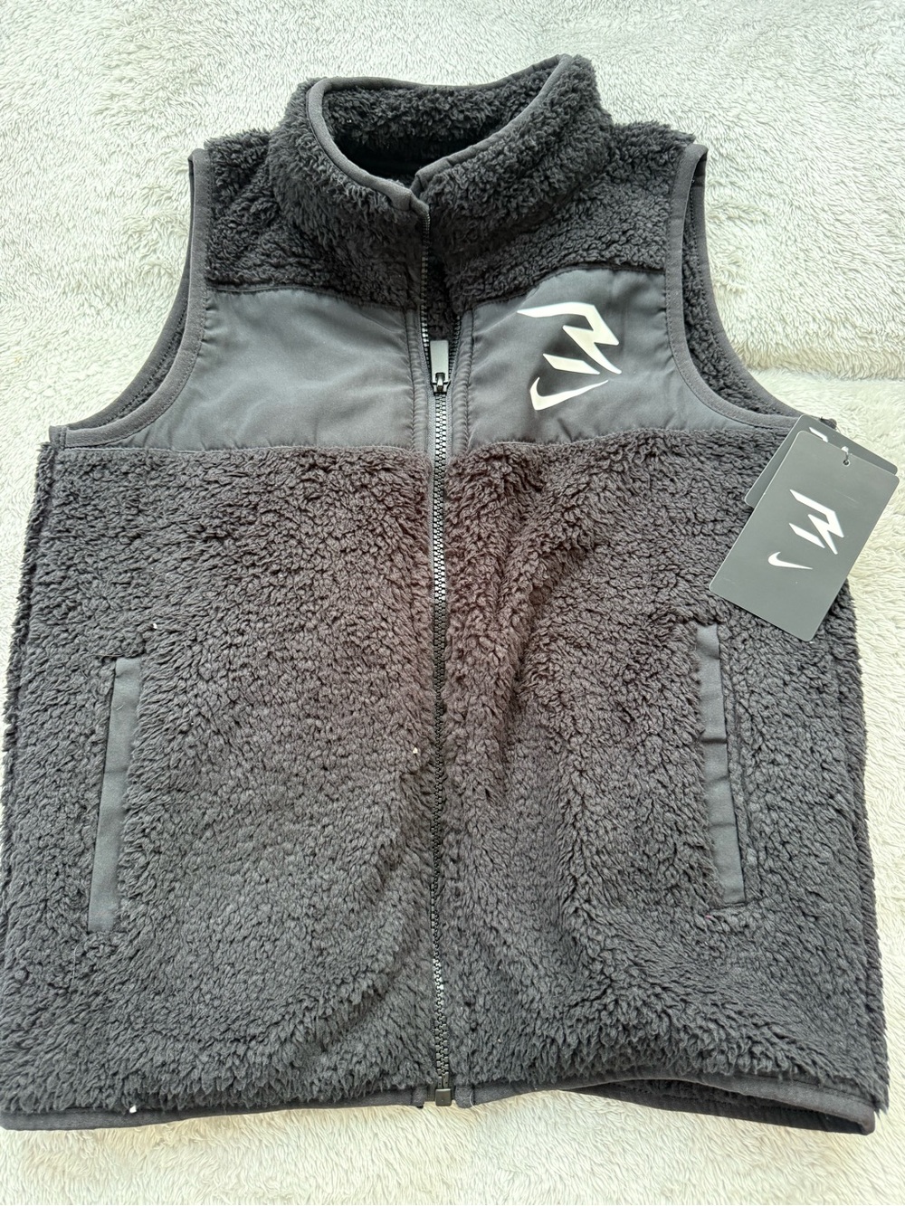 Nike Kids Black Sherpa Fleece Vest with Zip